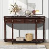 52" Retro Console Table with Solid Wood Frame, 2 Drawers and Open Shelf,Entryway or Sofa Table for Hallway or Living Room-Maison Boucle - 2 of 4