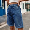 Women's Summer Long Jeans Shorts High Rise Loose-Fit Wide Leg Denim Shorts Stretchy Dad Y2K Shorts with Pockets - 4 of 4