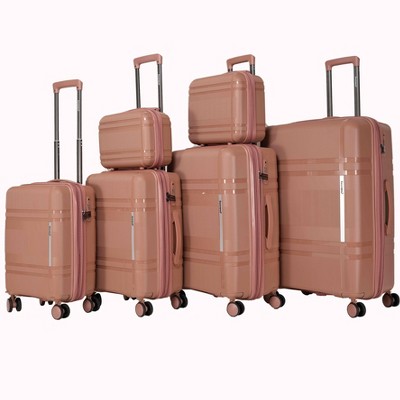 Coolife 6-piece luggage set,expandable hard shell luggage set with rotating wheels,lightweight travel luggage set