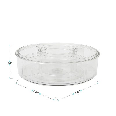 Clear Plastic 12-Inch Lazy Susan Organizer with Removable Bins