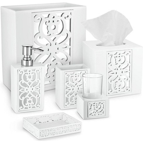 Creative Scents Mirror Janette White 6 Piece Bathroom Accessories Set - image 1 of 4