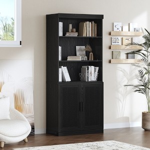 Modern Minimalist Wood Grain Decorative Storage Cabinet Combination Cabinet with 6 Shelves, Open Bookshelf Storage Cabinet - 1 of 4