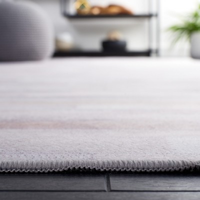 Gray Faux Fur Rectangular Washable Area Rug, 6' x 9'