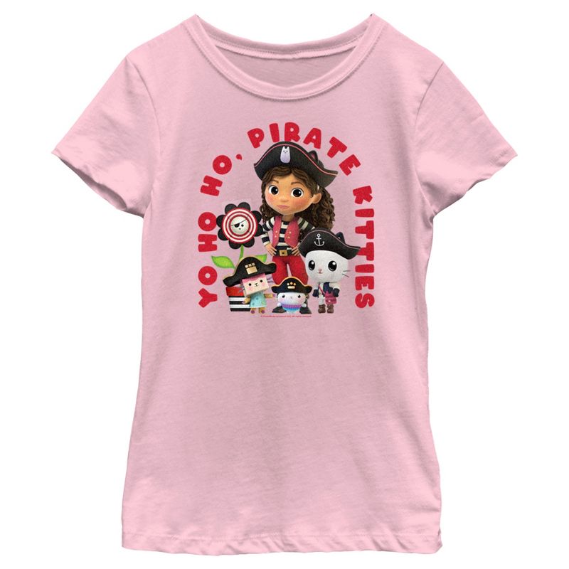 Girl's DreamWorks: Gabby's Dollhouse Yo Ho Ho Pirate Kitties T-Shirt, 1 of 5