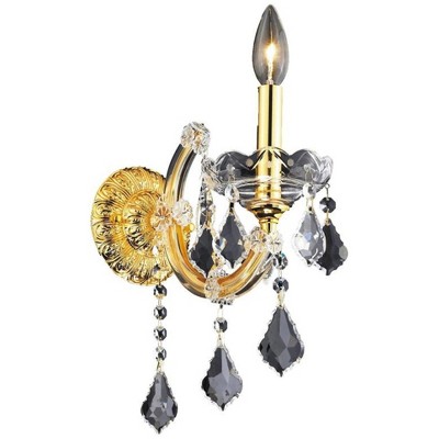Elegant Lighting Maria Theresa 1 light Gold Wall Sconce Clear Royal Cut Crystal