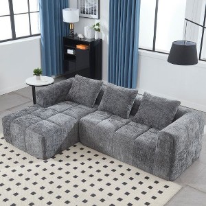 CAVINAS Modern Modular L-Shaped Sofa with Chaise Longue, 98.42-inch Loveseat Sofa with Small Side Pockets, Couches for Living Room - 1 of 4