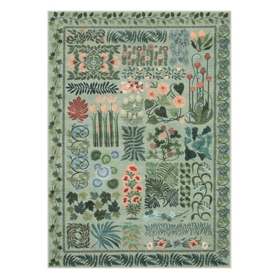 Lahome Fern Patchwork Short Pile Velvet Rectangular Indoor Area Rug