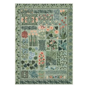 Lahome Fern Patchwork Back to College Series Short Pile Velvet Rectangular Indoor Area Rug - 1 of 4