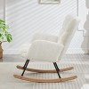 Airsurfer Modern Teddy Fabric Rocking Chair, Upholstered Accent Glider with Curved Wooden Rockers, Cozy Armchair for Living Room or Nursery - 4 of 4