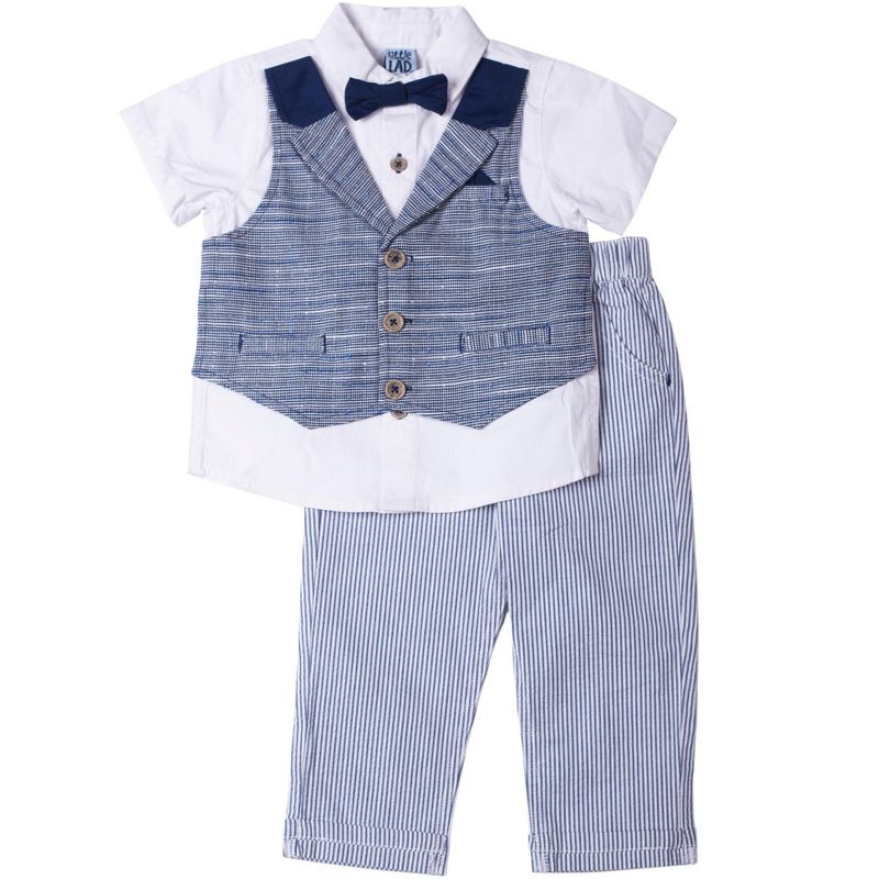 Little Lad Infant Boy's 3-Piece Mock Vest Clothing Set, 1 of 2