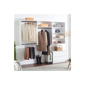 HomeStock Devi Series 31.5–94.5in. W  Modular Closet System Wall Mount Double Hanging Rods 5-Shelf Wood Closet System - 1 of 4