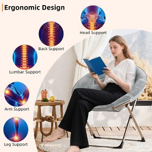 JojokaFolding Saucer Chair, Portable Soft Moon Chair with Folding Metal Frame, Faux Fur XL Circle Chair for Small Spaces, Living Room, Bedroom, - 1 of 4