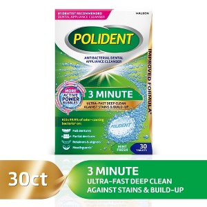 Polident 3 Minute Antibacterial Dental Cleanser Tablets, 30 Ct - 1 of 4