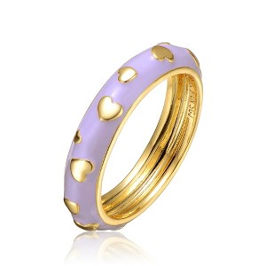 Young Adults/Teens Sterling Silver 14k Yellow Gold Plated Heart Stacking Band - 1 of 4