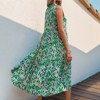 Womens Summer Loose Fit Maxi Dress Casual V Neck Sleeveless Bohemian Floral Print Long Beach Sundresses - 3 of 4