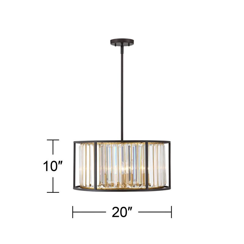 Possini Euro Design Milne Bronze Gold Drum Pendant Chandelier 20" Wide Modern Crystal 5-Light Fixture for Dining Room House Kitchen Island Entryway, 4 of 12