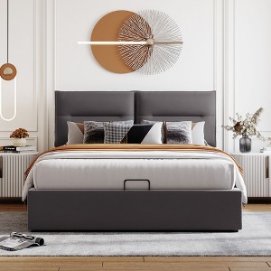 Upholstered Platform Bed With Hydraulic Storage System - ModernLuxe - 1 of 4