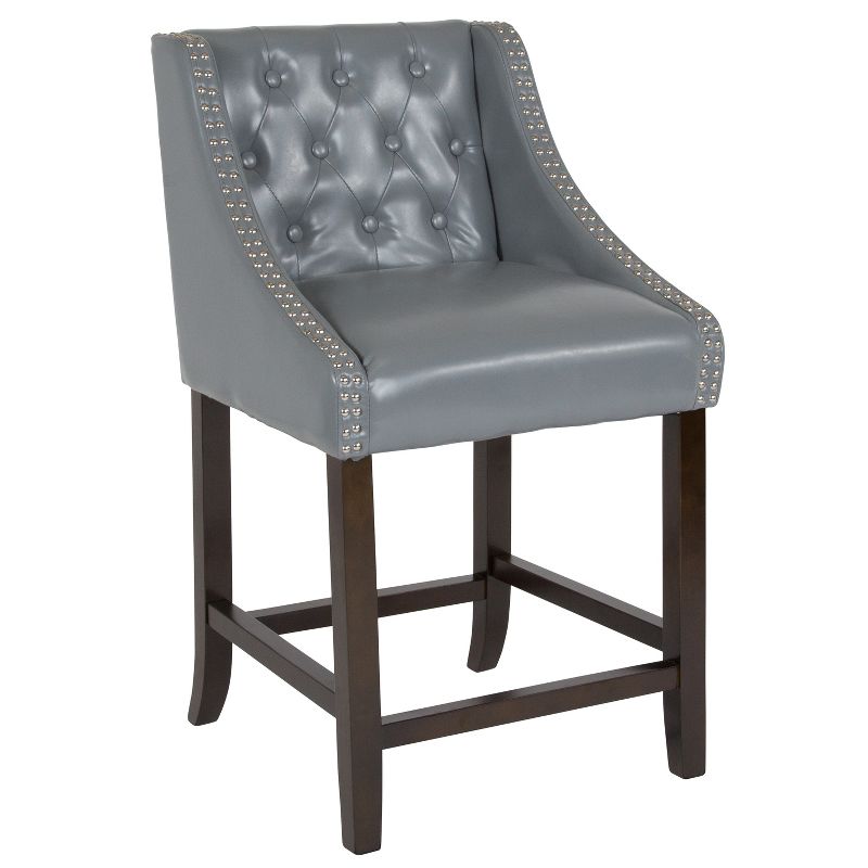 Merrick Lane Upholstered Counter Stool 24" High Transitional Tufted Counter Stool with Accent Nail Trim, 1 of 16