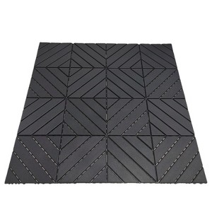 Vynxaria 36 Pieces of 12x12 Dark Gray Plastic Interlocking Tiles with Diagonal Stripes, Waterproof for Poolside, Balcony, Backyard, Patio - 1 of 4