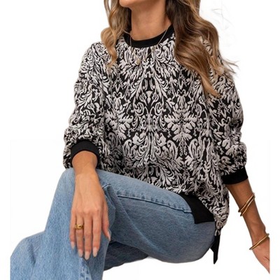 Women's Long Sleeve Damask Print Top - Sew In Love
