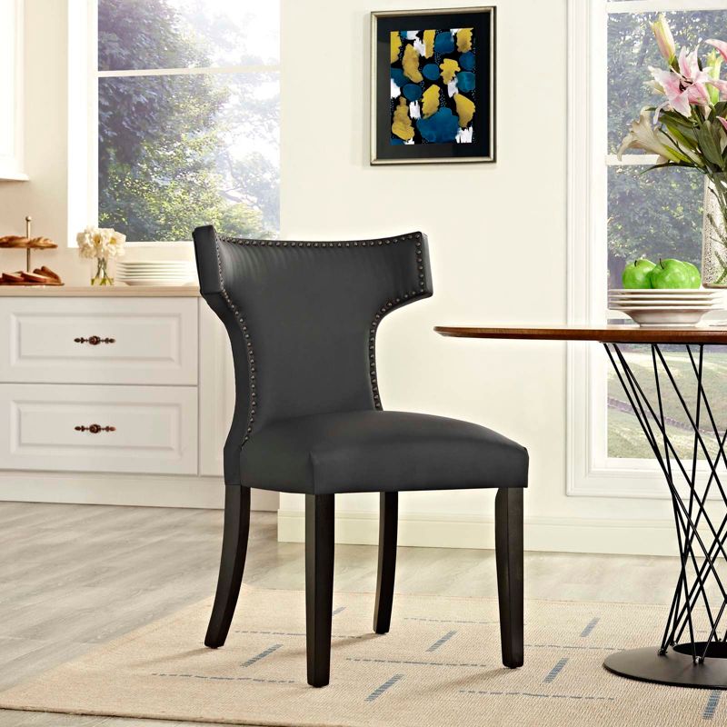 Curve Vinyl Vegan Leather Upholstered Dining Chair with Nailhead Trim - Modway, 3 of 7