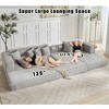 Oversized Cloud Sectional Couch,L-Shaped Sectional Sofas Bed with 8 Pillows, Right Facing 3-Seat Corduroy Modular Sofa with Magazine Bag, No Assembly - 4 of 4
