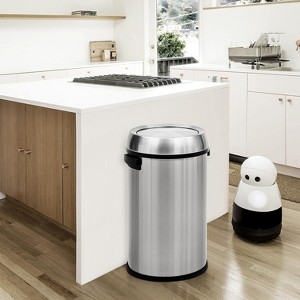 17 Gallon Trash Can, Round Waste Container with Handle, Commercial Grade Stainless Steel Recycling Bin for Kitchen, Office, Outdoor - 1 of 4