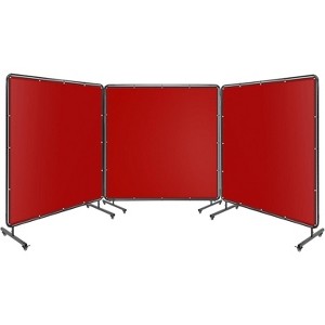 3 Panel 6x6FT Welding Screen, Flame Resistant PVC Curtain, Transparent Safety Panel, Lockable Wheels, Workshop Garage - 1 of 4