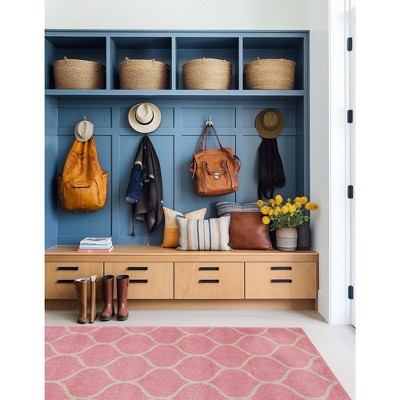 Easy-Care Pink Trellis Synthetic Area Rug 4' x 6'