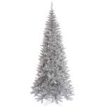 Vickerman Silver Tinsel Fir Slim Artificial Christmas Tree