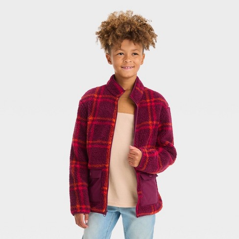 Boys' Faux Shearling Zip-up Sweatshirt - Cat & Jack™ Red Xl : Target