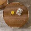 Carved Round Wooden Coffee Table with Double-Layer Storage,Solid Wood Retro End Table for Living Room or Bedroom–The Pop Home - 2 of 4