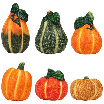 Northlight Mini Ceramic Pumpkins and Gourds Fall Harvest Decorations - 3.5" - Set of 6