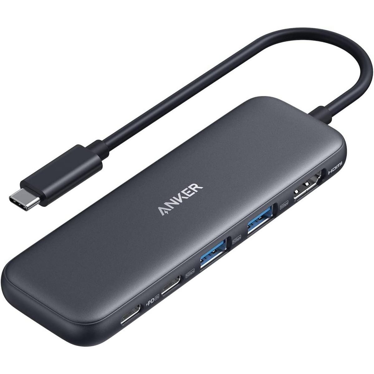 Anker Refurbished USB C Hub, 5-in-1 USBC to HDMI Splitter with 4K Display, 1 x Powered USB-C 5Gbps & 2×Powered USB-A 3.0 5Gbps Data Ports