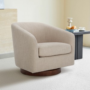 Spruce&Spring Swivel Accent Barrel Chair with Arm and Wood Base - 1 of 4