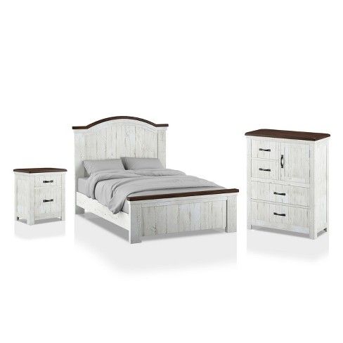 3pc Willow Rustic Bedroom Set Distressed White Walnut Homes Inside Out Target
