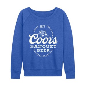 Women's - Coors - Banquet Beer Lightweight French Terry Wide Neck Long Sleeve Graphic Shirt - 1 of 3