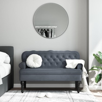 vidaXL Bench with Backrest Dark Gray 47 in.x25.4 in.x29.5 in. Velvet