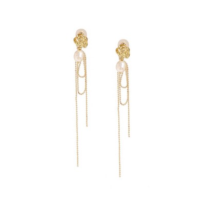 SOHI Women's White Sleek Drop Earrings