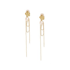 SOHI Women's White Sleek Drop Earrings - 1 of 3