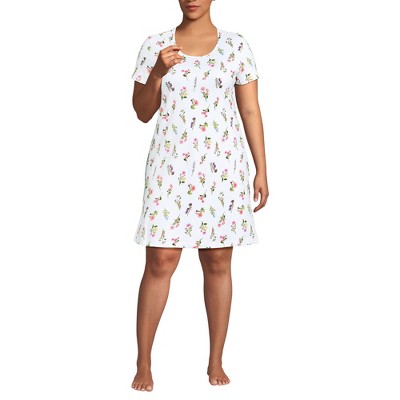 Lands' End Women's Cotton Short Sleeve Knee Length Nightgown