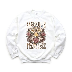 Simply Sage Market Women's Graphic Sweatshirt Nashville Retro Flowers - 1 of 2