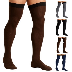 Mojo Men’s Opaque 20–30mmHg Compression Stockings, Thigh High w/ Silicone Band – Medical Support, Circulation, Varicose Veins, M2017 - 1 of 4
