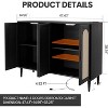 Rattan Sideboard Buffet Cabinet, 4 Doors Accent Storage Cabinet, Console Table Coffee Bar with Power Outlet, Adjustable Shelves - 2 of 4