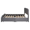 Queen Size Upholstered Platform Bed with Stud Trim Headboard and 4 Drawers - 4 of 4