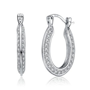 Guili Lucky Charm Sterling Silver Horseshoe Hoops with Sparkling Cubic Zirconia for a Classic, Timeless Look Full of Elegance and Luck - 1 of 4