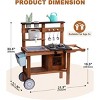ROBOTIME Play Food And Toy Kitchens Outdoor Kitchen Playset, Wooden Play Kitchen Accessories with Wheels, Gift for Kid, Brown, 11.6"*31.3"*33.5" - 4 of 4