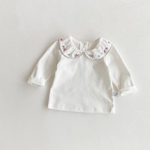 MyKids-Usa Autumn Arrival Baby Girls Flowers Embroidered Pattern Long Sleeves Top with Collar - 1 of 4
