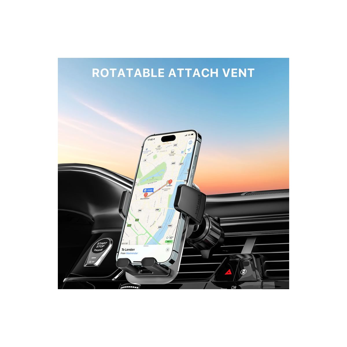 MyBat Pro Universal Car Air Vent Phone Mount – 360° Rotating Holder with Vent Stabilizer – Fits All Smartphones – Black - thumbnail 6