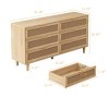 Syemin Decorative Storage Cabinets Rattan Kitchen Pantry with Drawer Slides, Accent Cabinet with Natural Rattan Doors, Beige, 51.18"*15.75"*29.53" - 3 of 4